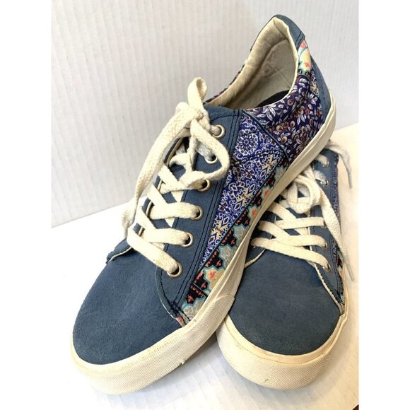 Canvas Native Tennis Shoes Women's 9 Men's 7 Blue Floral Patchwork bohemian - Picture 10 of 14